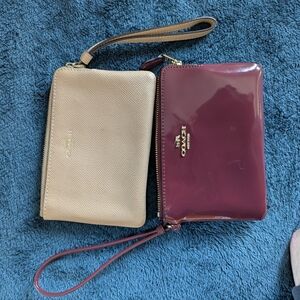 Coach Burgundy and Beige Wristlet Set